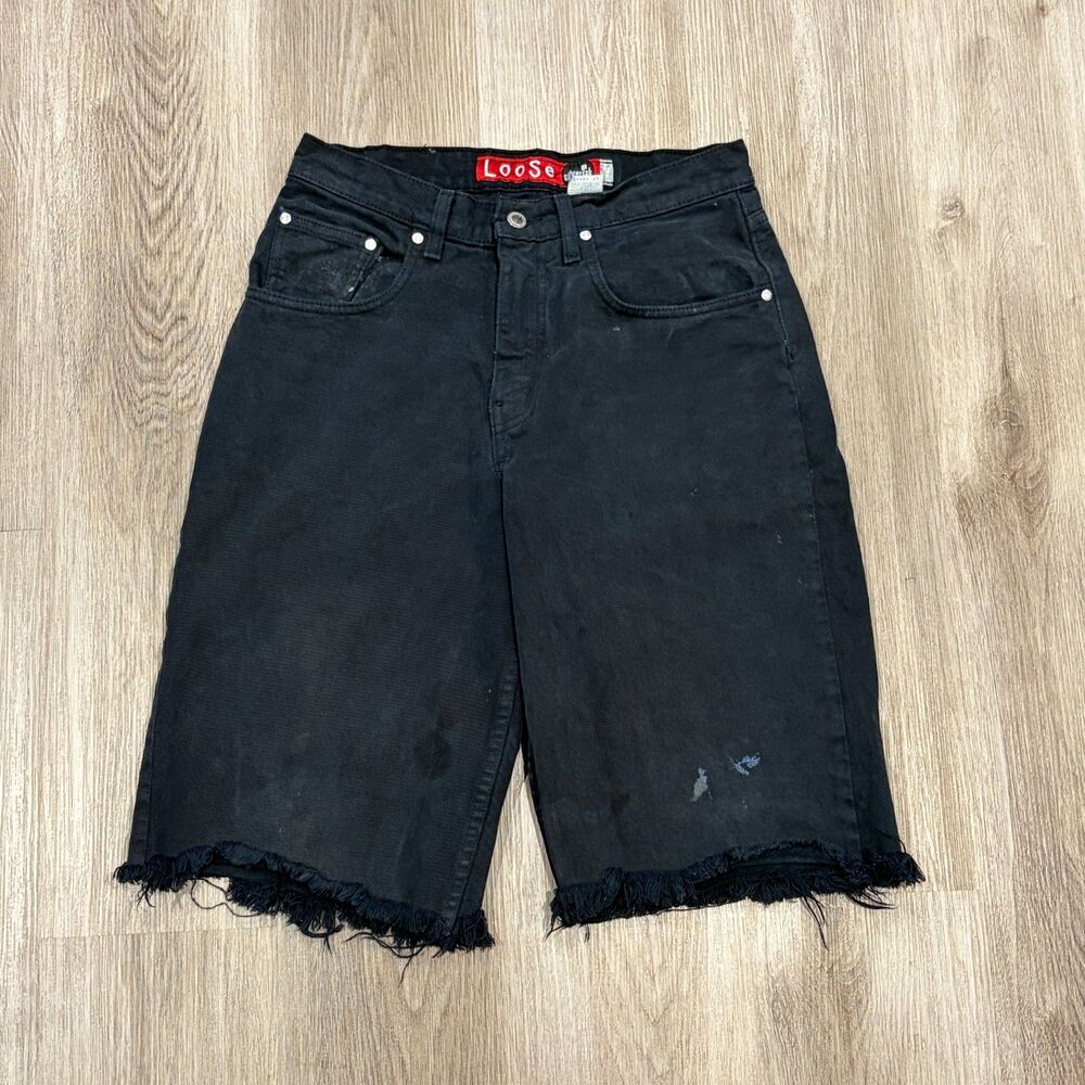 Vintage 90s Levi's Silver Tab Cutoff Freyed Jorts Jean Shorts Men's 30x14 Black